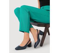 Jones Bootmaker Leather Block Heel Court Shoes Navy Mix