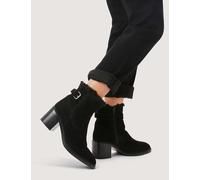Jones Bootmaker Leather Buckle Block Heel Ankle Boots Black