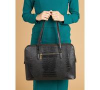 Jones Bootmaker Leather Croc Effect Tote Bag Black