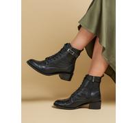 Jones Bootmaker Leather Lace Up Block Heel Ankle Boots Black