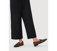 Jones Bootmaker Leather Leopard Print Flat Moccasins Natural Mix