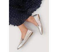 Jones Bootmaker Leather Metallic Block Heel Pointed Loafers Gold