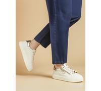 Jones Bootmaker Leather Metallic Zip Chunky Trainers Cream