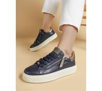 Jones Bootmaker Leather Metallic Zip Chunky Trainers Navy
