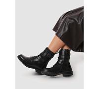 Jones Bootmaker Leather Military Style Lace-Up Ankle Boots Black