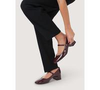 Jones Bootmaker Leather Patent Block Heel Mary Jane Shoes Burgundy