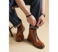 Jones Bootmaker Leather Side Zip Brogue Boots Tan
