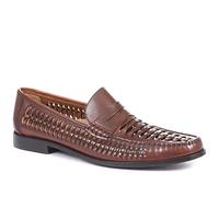 Jones Bootmaker Mens Riverside Woven Leather Loafers Cognac Size 9
