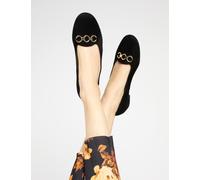 Jones Bootmaker Suede Buckle Flat Loafers Black