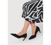 Jones Bootmaker Suede Stiletto Heel Pointed Toe Court Shoes Black