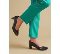 Jones Bootmaker Wide Fit Leather Block Heel Court Shoes - 6 - Black, Black