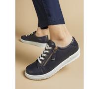 Jones Bootmaker Wide Fit Leather Lace Up Trainers Navy
