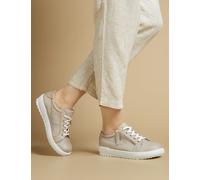 Jones Bootmaker Wide Fit Leather Lace Up Trainers Stone