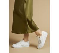 Jones Bootmaker Wide Fit Leather Lace Up Trainers White