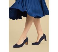 Jones Bootmaker Wide Fit Suede Block Heel Court Shoes - 5 - Navy, Navy