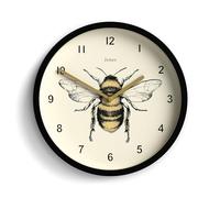 Jones Clocks® Bee wall clock | Small modern clock with honeybee illustration | 25cm | Black | Decorative design for kitchen, living room, bedroom or office