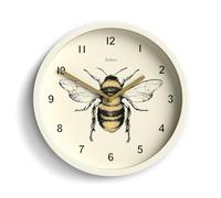 Jones Clocks® Bee wall clock | Small modern clock with honeybee illustration | 25cm | Pale cream | Decorative design for kitchen, living room, bedroom or office