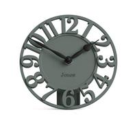 Jones Clocks® Ealing desk clock | Mini skeleton clock | Green | Freestanding contemporary mantel clock with cut out numbers for shelf, table, mantel or bedside