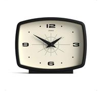 Jones Clocks® Film desk clock | Retro rectangular design | Black | Retro design, blending mid-century style with a punchy modern finish for shelf, table, mantel or bedside