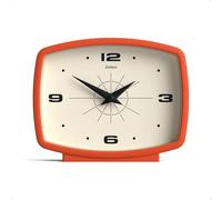 Jones Clocks® Film desk clock | Retro rectangular design | Orange | Retro design, blending mid-century style with a punchy modern finish for shelf, table, mantel or bedside
