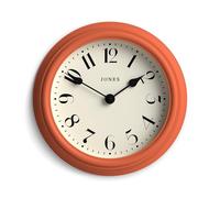 Jones Clocks® Frieze wall clock | Small elegant classic round clock | 23cm | Terracotta orange | Pretty design ideal for the kitchen, living room, bedroom, large or small spaces