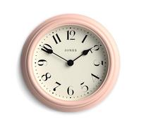 Jones Clocks® 'Frieze' wall clock | Small round contemporary classic clock | 23cm | Pink | Ideal for the kitchen, living room, office or bedroom