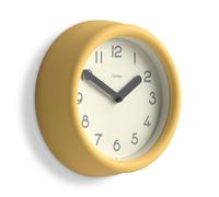 Jones Clocks® Fuze wall clock | Small round clock | Yellow | Playful modern design with soft sculptural presence | Ideal for kitchens living rooms kid's bedrooms
