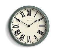 Jones Clocks® 'Hackney' wall clock | Classic round clock with roman numerals | 30cm | Asparagus Green | Ideal for the kitchen, living room, office or bedroom