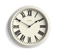 Jones Clocks® 'Hackney' wall clock | Classic round clock with roman numerals | 30cm | Pale Cream | Ideal for the kitchen, living room, office or bedroom