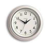 Jones Clocks® Ketchup wall clock | Retro round clock | 25cm | Very pale grey | Easy to read numbers | Perfect for kitchen or office