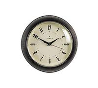 Jones Clocks® Ketchup wall clock | Round retro diner clock | 25cm | Black | Ideal for the kitchen, living room, office or bedroom | Easy to read numbers