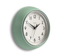 Jones Clocks® Ketchup wall clock | Round retro diner clock | 25cm | Neo mint green | Ideal for the kitchen, living room, office or bedroom | Easy to read numbers