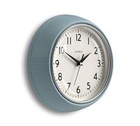Jones Clocks® Ketchup wall clock | Round retro diner clock | 25cm | Pale blue | Ideal for the kitchen, living room, office or bedroom | Easy to read numbers