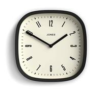 Jones Clocks® Marvel wall clock | Modern retro rounded square clock | 25cm | Black | Cool designer look for kitchen, living room or office