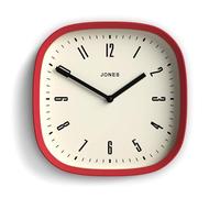 Jones Clocks® Marvel wall clock | Modern retro rounded square clock | 25cm | Red | Cool designer look for kitchen, living room or office