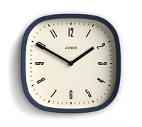 Jones Clocks® Marvel wall clock | Retro rounded square clock | 25cm | Indigo Blue | Cool designer look for kitchen, living room or office