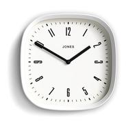Jones Clocks® Marvel wall clock | Retro rounded square clock | 25cm | White | Cool designer look for kitchen, living room or office
