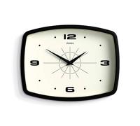 Jones Clocks® Movie wall clock | Retro rectangular clock | 25cm | Black | Cool designer look for kitchen, living room or office