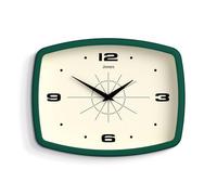 Jones Clocks® Movie wall clock | Retro rectangular clock | 25cm | Dark Green | Cool designer look for kitchen, living room or office
