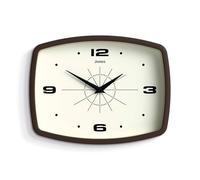 Jones Clocks® Movie wall clock | Retro rectangular clock | 25cm | Mocha brown | Cool designer look for kitchen, living room or office