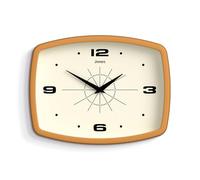 JONES CLOCKS® Movie wall clock | Retro rectangular clock | 25cm | Mustard yellow | Cool mid-century designer look for kitchen, living room or office