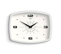Jones Clocks® Movie wall clock | Retro rectangular clock | 25cm | White | Cool designer look for kitchen, living room or office