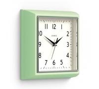 Jones Clocks® Mustard wall clock | Square retro clock | 25cm | Neo mint green | Diner style | Perfect for kitchen, living room or office