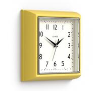 Jones Clocks® Mustard wall clock | Square retro clock | 25cm | Yellow | Diner style | Perfect for kitchen, living room or office