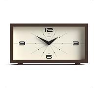 Jones Clocks® Odeon desk clock | Modern rectangular design | Brown | Stylish retro look for shelf, table, mantel or bedside
