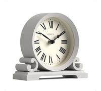 Jones Clocks® Saloon mantel clock | Small double scroll design | Grey | Traditional design with roman numerals | Classic style for desk, table, shelf or bedside