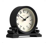 Jones Clocks® Saloon mantel clock | Small traditional double scroll design | Black | Contemporary classic style for desk, table, shelf or bedside