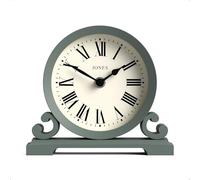 Jones Clocks® Saloon mantel clock | Small traditional double scroll design | Green | Roman numerals | Classic style for desk, table, shelf or bedside