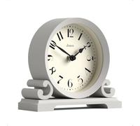 Jones Clocks® Saloon mantel clock | Small traditional double scroll design | Grey | Contemporary classic style for desk, table, shelf or bedside