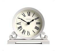 Jones Clocks® Saloon mantel clock | Small traditional double scroll design | Grey | Roman numerals | Classic style for desk, table, shelf or bedside